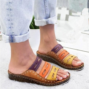 Women Slippers Fashion Summer Ladies Mixed Color Slip On Wedges Sandals Casual Slipper Comfort Beach Shoes Female Slippers