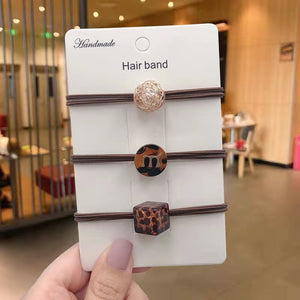 Hair Bands Combination Female Rubber Band Line Elastic Hair Band Rope Simple Retro Star Leopard Print Ponytail Female