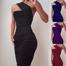 Load image into Gallery viewer, Sexy Slim Fit Plus Size Female Tight Dress 2021 Women Ladies Fashion One Shoulder Sleeveless Solid Color Party Bodycon Dress