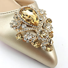 Load image into Gallery viewer, QSGFC 2022 Newest Noble and Elegant Classic vintage rhinestone accessories Ladies Shoes and Bag Set in Gold Color