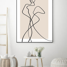 Load image into Gallery viewer, Abstract Classy Woman Line Art Print Beige Neutral Female Line Poster Room Wall Decor Fashion Romantic Canvas Painting Pictures