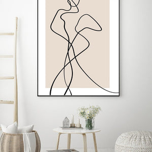 Abstract Classy Woman Line Art Print Beige Neutral Female Line Poster Room Wall Decor Fashion Romantic Canvas Painting Pictures