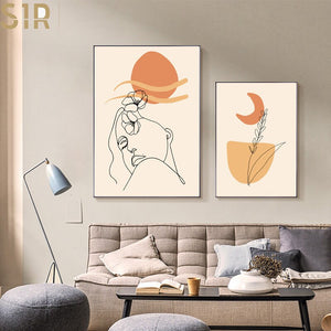 Fashion Abstract Women Body Line Art Paintings Yoga Girl Canvas Print Sexy Lady Poster Minimalist Drawing Pictures Bedroom