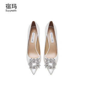 Fashion Luxury Pointed Toe Pumps High Heels Shoes For Women 2021 Party Sexy Wedding Shoes Rhinestone Stiletto Women's shoes 10cm
