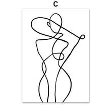 Load image into Gallery viewer, Nordic Fashion White Cotton Dance Girls Canvas Painting Abstract Woman Line Drawing Posters and Prints Wall Art Pictures