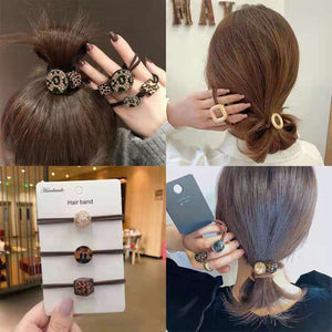 Hair Bands Combination Female Rubber Band Line Elastic Hair Band Rope Simple Retro Star Leopard Print Ponytail Female