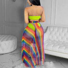 Load image into Gallery viewer, Two Piece Summer Beach Suits Tube Top &amp; See Through Maxi Skirt Set