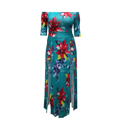 European and American Plus Size Women's Digital Printing One-Piece Split European and American Dress