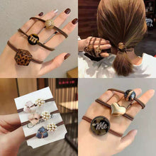 Load image into Gallery viewer, Hair Bands Combination Female Rubber Band Line Elastic Hair Band Rope Simple Retro Star Leopard Print Ponytail Female