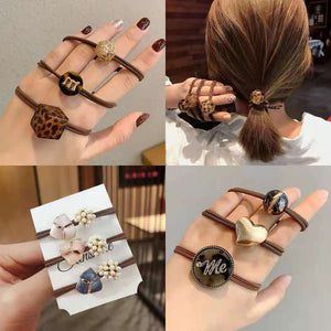 Hair Bands Combination Female Rubber Band Line Elastic Hair Band Rope Simple Retro Star Leopard Print Ponytail Female