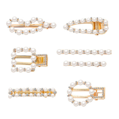 Sweetly Artifial Pearl Duck Clip Hair Pins Geometric Wave Heart Square Circle Straight Line Headwear for Women