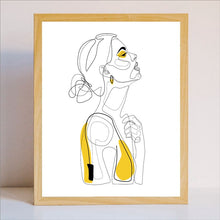 Load image into Gallery viewer, Abstract Line Prints Drawn Female Portrait Poster Yellow Fashion Sketch Canvas Painting Minimalist Woman Art Decor Wall Picture