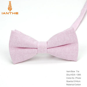 Brand New Men Bow Tie Cotton Kids Casual Butterfly Cravat Red Blue Pink Solid Bowtie Tuxedo Bows Male Parents Chlidren Butterfly