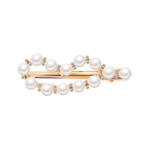 Sweetly Artifial Pearl Duck Clip Hair Pins Geometric Wave Heart Square Circle Straight Line Headwear for Women