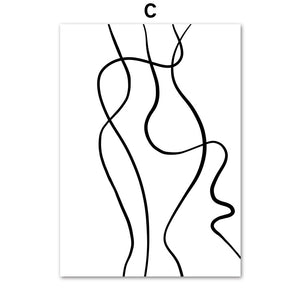 Abstract Line Body Art Fashion Sexy Woman Wall Art Canvas Painting Nordic Posters and Prints Wall Pictures for Living Room Decor