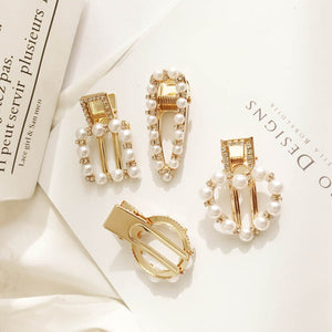 Sweetly Artifial Pearl Duck Clip Hair Pins Geometric Wave Heart Square Circle Straight Line Headwear for Women