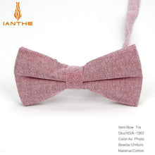 Load image into Gallery viewer, Brand New Men Bow Tie Cotton Kids Casual Butterfly Cravat Red Blue Pink Solid Bowtie Tuxedo Bows Male Parents Chlidren Butterfly