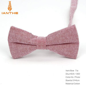 Brand New Men Bow Tie Cotton Kids Casual Butterfly Cravat Red Blue Pink Solid Bowtie Tuxedo Bows Male Parents Chlidren Butterfly