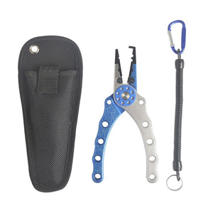 New design Aluminum Alloy Fishing Pliers+Retention Rope 178g 19cm Hook Remover Line Cutter Multifunctional Fishing Tools