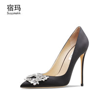 Load image into Gallery viewer, Fashion Luxury Pointed Toe Pumps High Heels Shoes For Women 2021 Party Sexy Wedding Shoes Rhinestone Stiletto Women&#39;s shoes 10cm