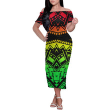 Load image into Gallery viewer, Custom Hawaiian Style Printed Long-Sleeved Polyester Dress Beach Party 2021 Plus Size Ladies Simple Dress Off-Shoulder 1