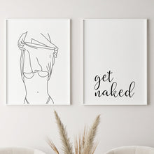Load image into Gallery viewer, Bathroom Wall Decor Canvas Painting Get Naked Sign Canvas Art Poster One Line Sexy Woman Fashion Painting Drawing Canvas Picture