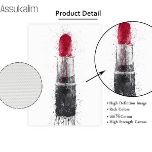 Abstract Fashion Wall Art Painting Sexy Line Woman Wall Print High Heels Lipstick Perfume Prints Nordic Wall Pictures Home Decor