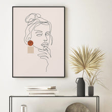 Load image into Gallery viewer, Woman Face Abstract Line Poster Fashion Makeup Canvas Painting Beige Minimalist Art Print Wall Picture Living Bedroom Home Decor