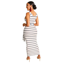 Load image into Gallery viewer, Rainbow Striped Print Casual T Shirt Dress Women One Shoulder Short Sleeve Loose Sexy Dress Summer Plus Size Midi Party Dresses