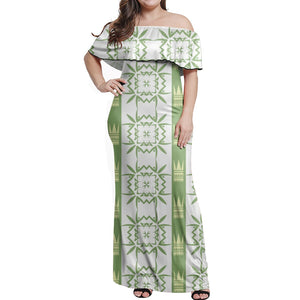 Polynesian Tribal Red Gray Lines Printed Women Elegant One Shoulder Dress New Summer Plus Size Ruffle Long Dresses Clothing 1