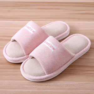 2020 Women Indoor Slippers Floor Flat Shoes Comfortable Anti-slip Home Flax Linen Slipper Woman Men House Cotton Slides