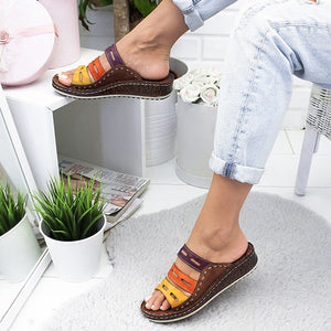 Women Slippers Fashion Summer Ladies Mixed Color Slip On Wedges Sandals Casual Slipper Comfort Beach Shoes Female Slippers