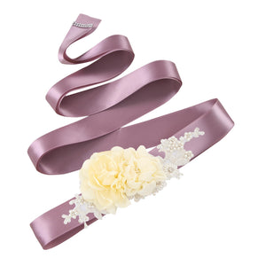 S172 New Ivory Flowers Wedding Belts Bridal Sash Bride Bridesmaid Dress Accessories Women Prom Party Dress Evening Dresses Belt