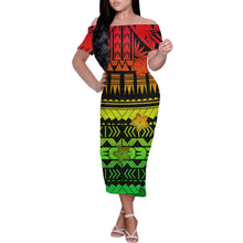 Load image into Gallery viewer, Custom Hawaiian Style Printed Long-Sleeved Polyester Dress Beach Party 2021 Plus Size Ladies Simple Dress Off-Shoulder 1
