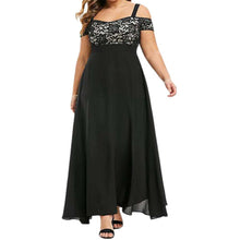 Load image into Gallery viewer, Floral Lace Long Dress Off Shoulder Sling High Waist Plus Size A-Line Maxi Dress Sundress