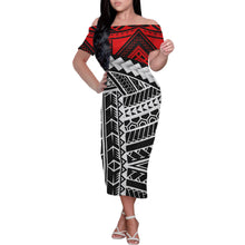 Load image into Gallery viewer, Custom Hawaiian Style Printed Long-Sleeved Polyester Dress Beach Party 2021 Plus Size Ladies Simple Dress Off-Shoulder 1