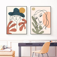 Load image into Gallery viewer, Nordic Fashion Abstract Women Face Matisse Line Drawing Poster &amp; Prints Colorful Girls Canvas Painting Wall Art Pictures Bedroom