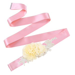 S172 New Ivory Flowers Wedding Belts Bridal Sash Bride Bridesmaid Dress Accessories Women Prom Party Dress Evening Dresses Belt