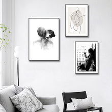 Load image into Gallery viewer, Line Black And White Sexy Window Girl Nordic Canvas Painting Fashion Beautiful Woman Posters Wall Art Pictures Living Room Decor