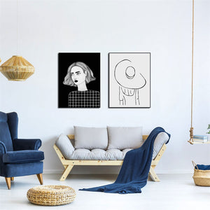 Fashion Canvas Painting Pretty Woman Posters Abstract Line Pictures Geometry Art Prints Nordic Paintings For Home Decoration