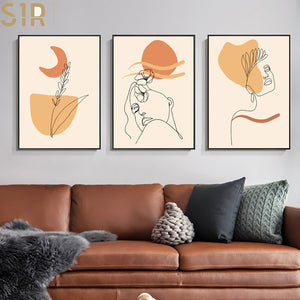 Fashion Abstract Women Body Line Art Paintings Yoga Girl Canvas Print Sexy Lady Poster Minimalist Drawing Pictures Bedroom