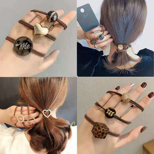 Hair Bands Combination Female Rubber Band Line Elastic Hair Band Rope Simple Retro Star Leopard Print Ponytail Female