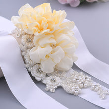 Load image into Gallery viewer, S172 New Ivory Flowers Wedding Belts Bridal Sash Bride Bridesmaid Dress Accessories Women Prom Party Dress Evening Dresses Belt