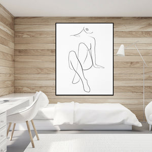 Bedroom Wall Decor Canvas Painting Get Naked Sign Canvas Art Poster One Line Sexy Woman Drawing Canvas Picture Fashion Painting