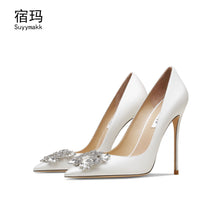 Load image into Gallery viewer, Fashion Luxury Pointed Toe Pumps High Heels Shoes For Women 2021 Party Sexy Wedding Shoes Rhinestone Stiletto Women&#39;s shoes 10cm