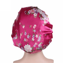 Load image into Gallery viewer, New Fshion Colorful Night Cap Wide Brim High Elastic Headband Shower Chemotherapy Cap Satin Lined Bonnet Bonnet Hat Wholesale