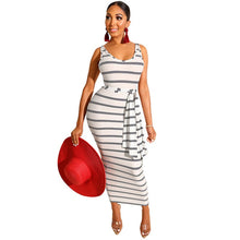 Load image into Gallery viewer, Rainbow Striped Print Casual T Shirt Dress Women One Shoulder Short Sleeve Loose Sexy Dress Summer Plus Size Midi Party Dresses