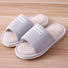 Load image into Gallery viewer, 2020 Women Indoor Slippers Floor Flat Shoes Comfortable Anti-slip Home Flax Linen Slipper Woman Men House Cotton Slides