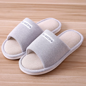 2020 Women Indoor Slippers Floor Flat Shoes Comfortable Anti-slip Home Flax Linen Slipper Woman Men House Cotton Slides