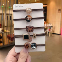 Load image into Gallery viewer, Hair Bands Combination Female Rubber Band Line Elastic Hair Band Rope Simple Retro Star Leopard Print Ponytail Female